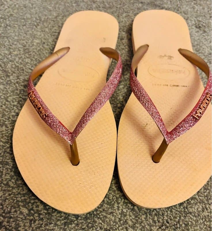 Havaianas Havaianas pink glitter sandals wedding hen do party holiday 6-7 same day post