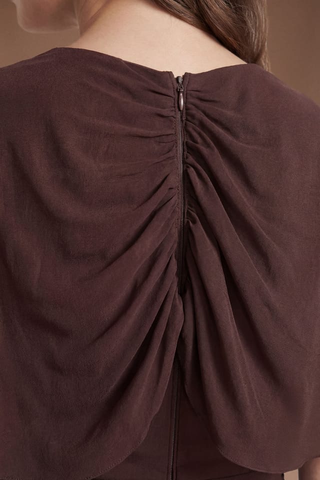 Coast Coast Women's Twist Cape Sleeve Contour Collective Bridesmaid Dress in Espresso - 2
