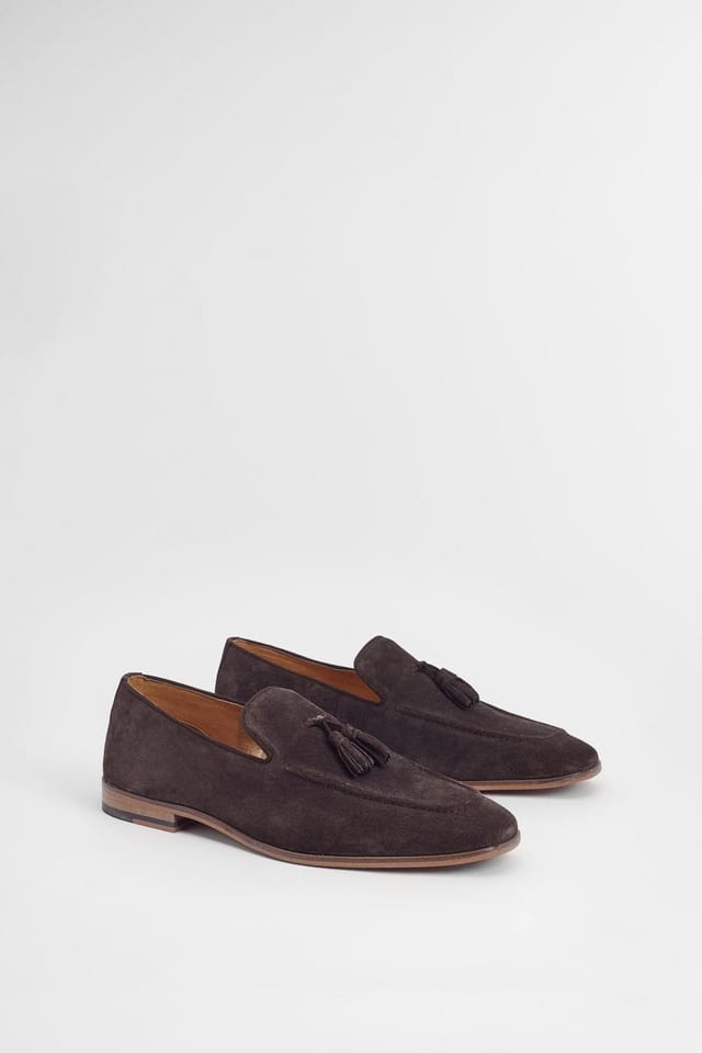 Burton Burton Men's Chocolate Suede Tassel Penny Loafer - 3