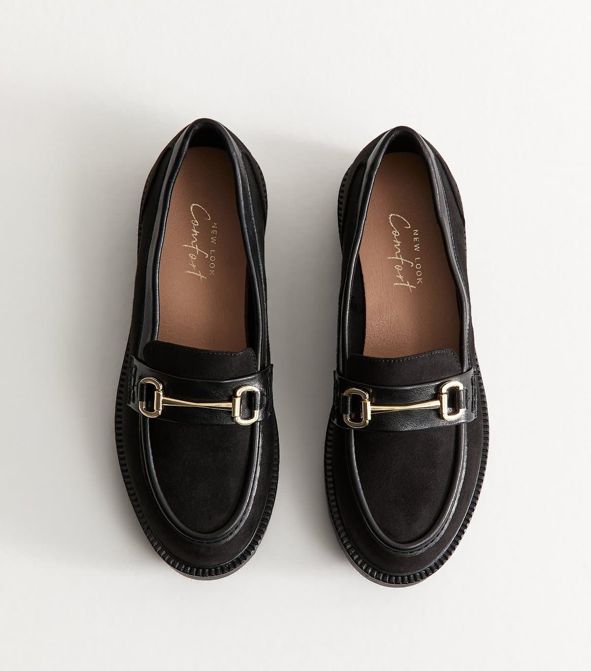 New Look Women's Black Faux Suede Horsebit Detail Loafers Vegan New Look