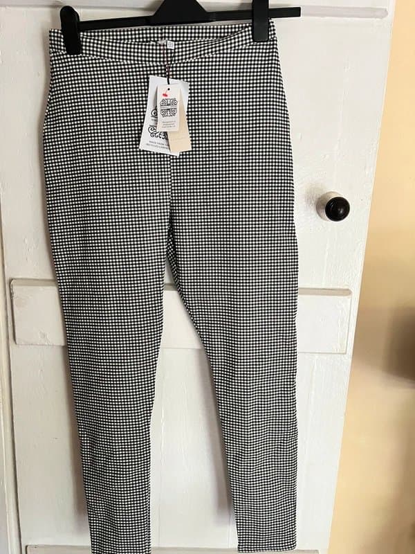Never Fully Dressed Never Fully Dressed Black & White Gingham Trousers Size 12