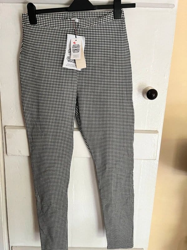 Never Fully Dressed Black & White Gingham Trousers Size 12