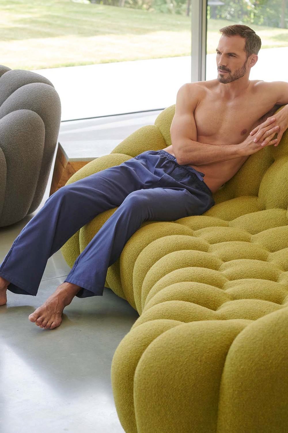 British Boxers British Boxers Men's "Alton" Brushed Cotton Pyjama Trousers in Dark Blue - 3