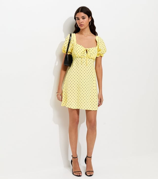 New Look Women's Yellow Spot Print Milkmaid Mini Dress New Look - 2