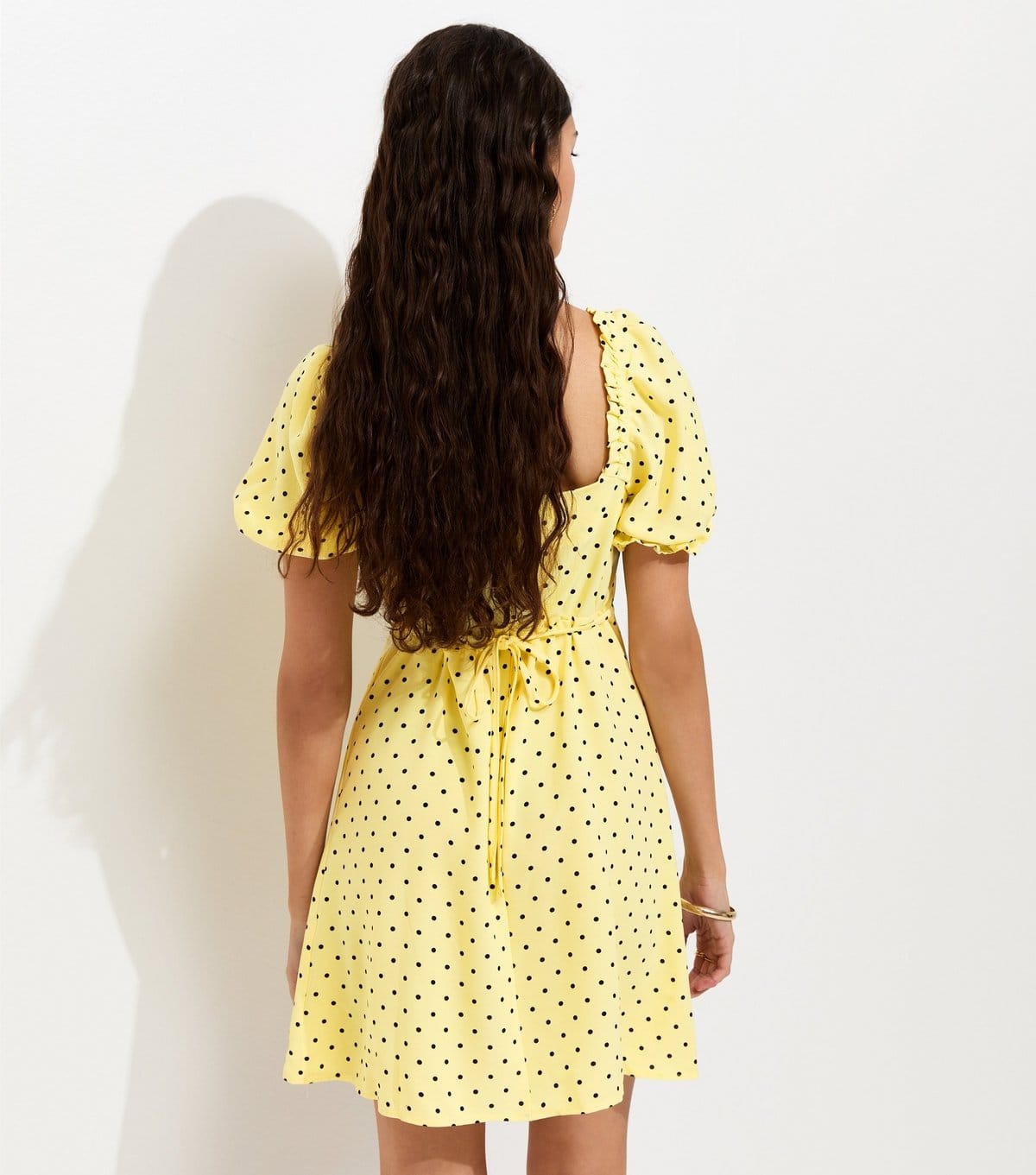 New Look Women's Yellow Spot Print Milkmaid Mini Dress New Look - 4