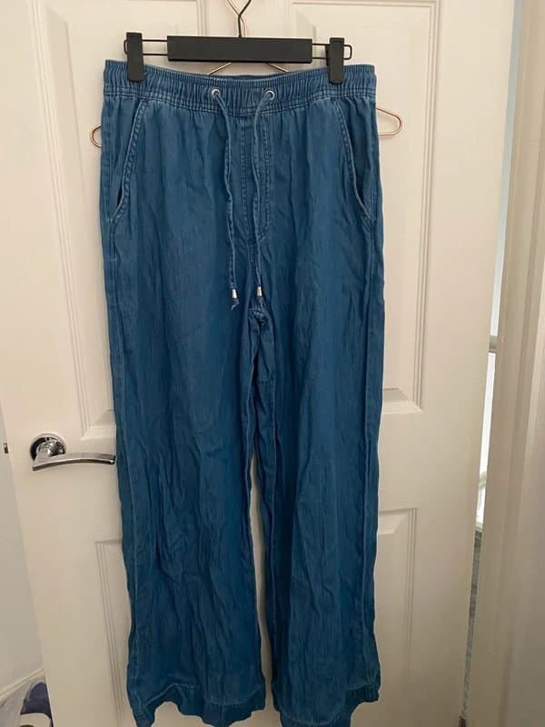 New Look New look denim wide leg drawstring trousers