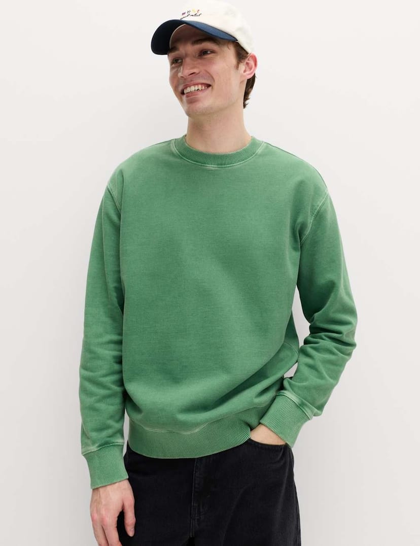 Marks & Spencer M&S Pure Cotton Garment Dye Sweatshirt Emerald - 1
