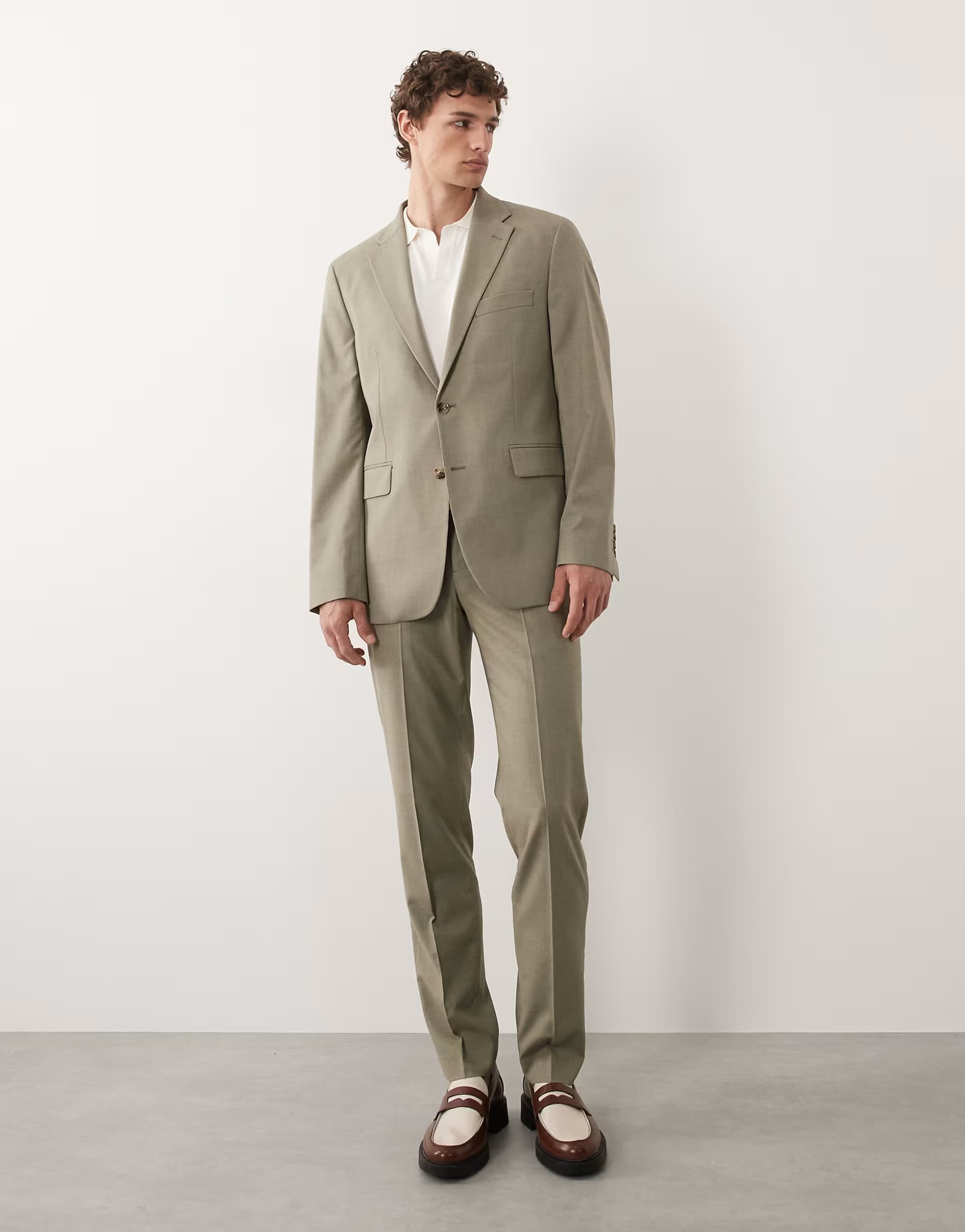 ASOS Mango Paris super slim fit suit co-ord in mushroom