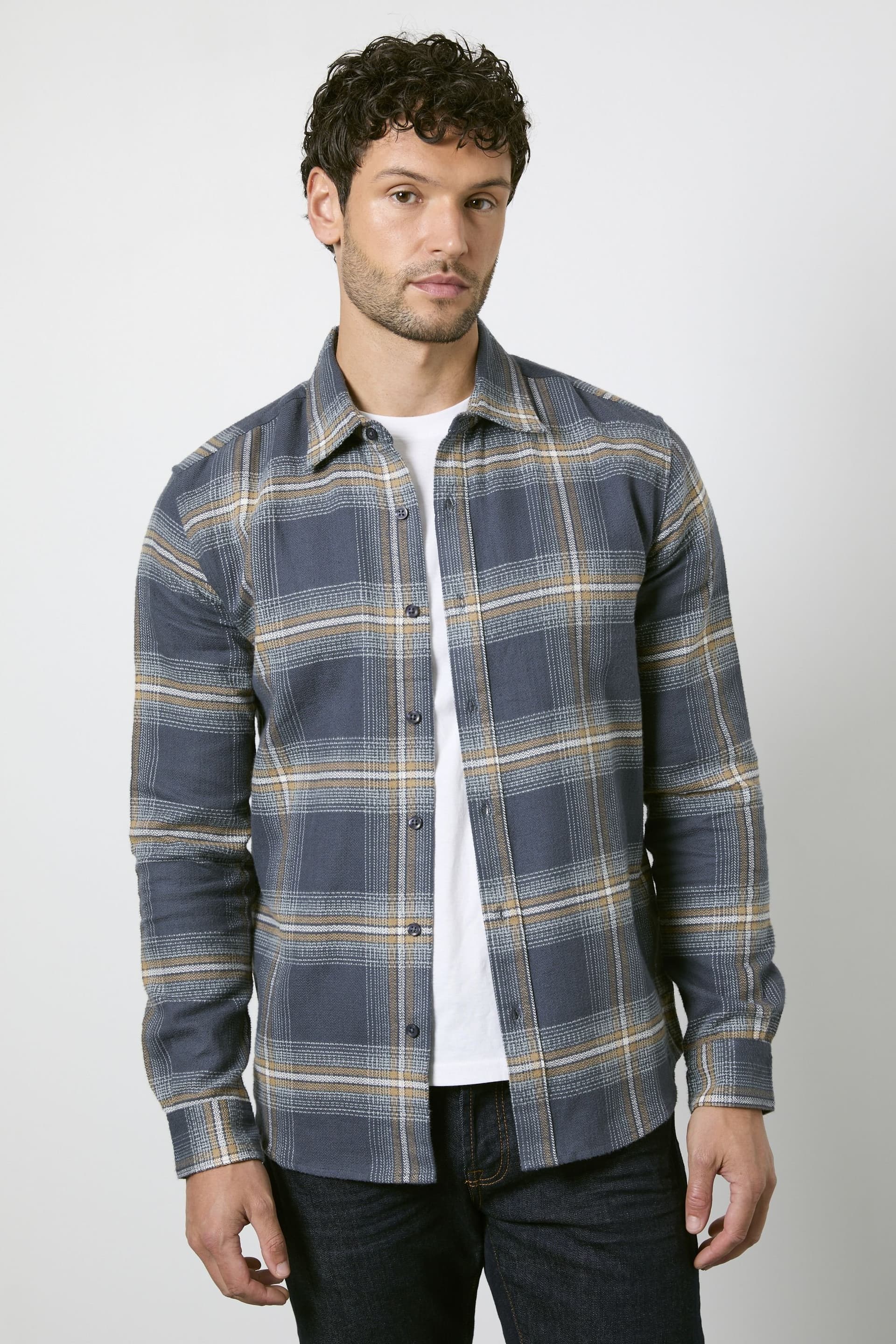 Burton Burton Men's Navy Check Long Sleeve Shirt