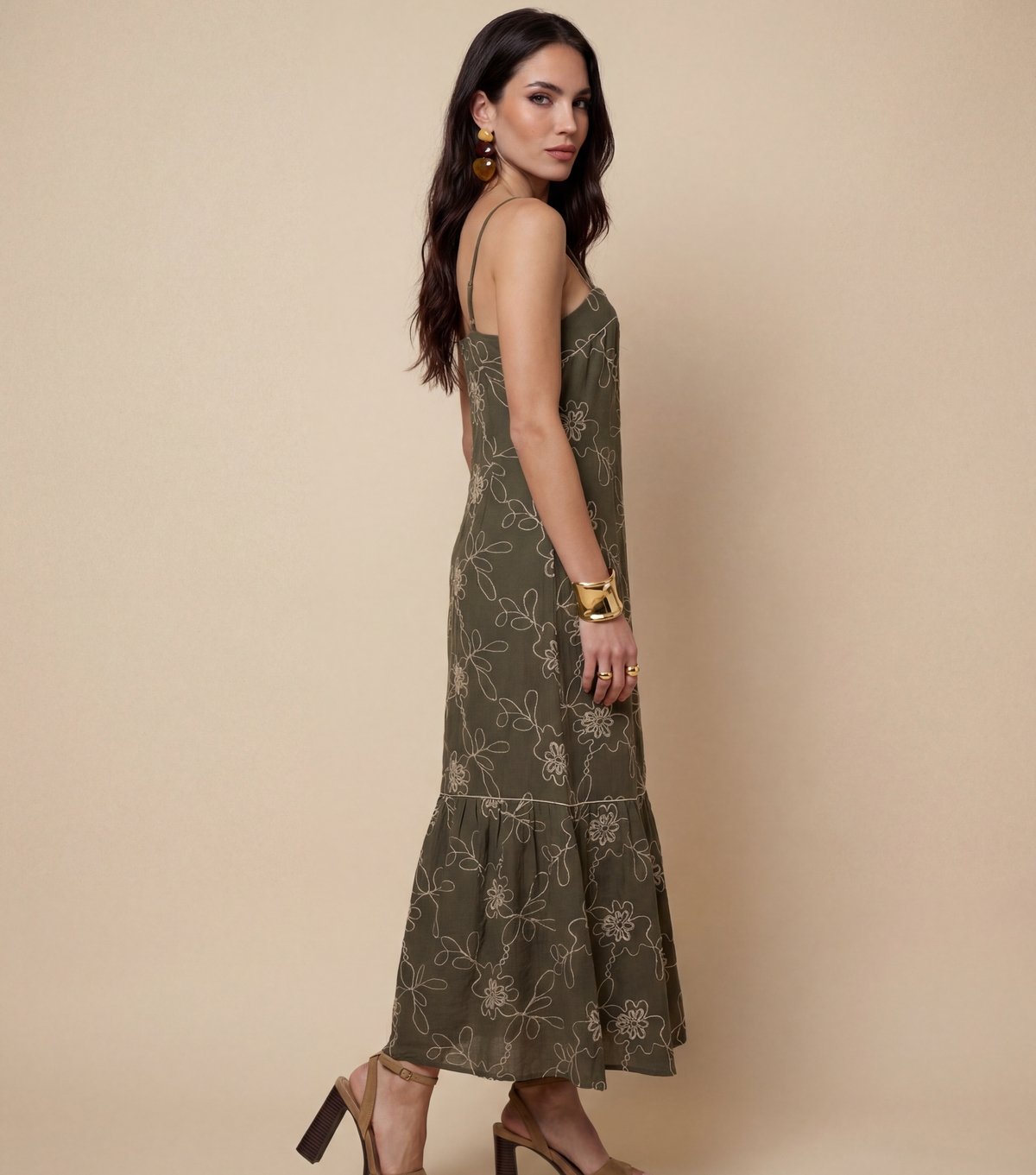 Urban Bliss Women's Khaki Embroidered Maxi Dress Urban Bliss New Look - 2