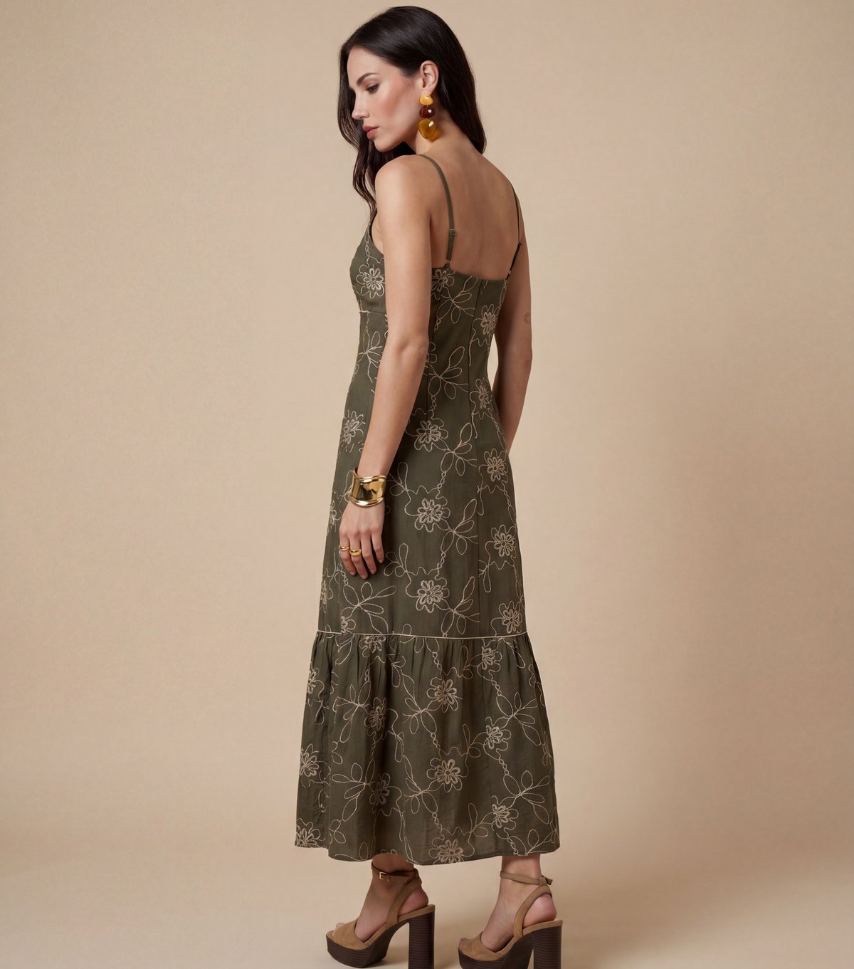 Urban Bliss Women's Khaki Embroidered Maxi Dress Urban Bliss New Look - 3