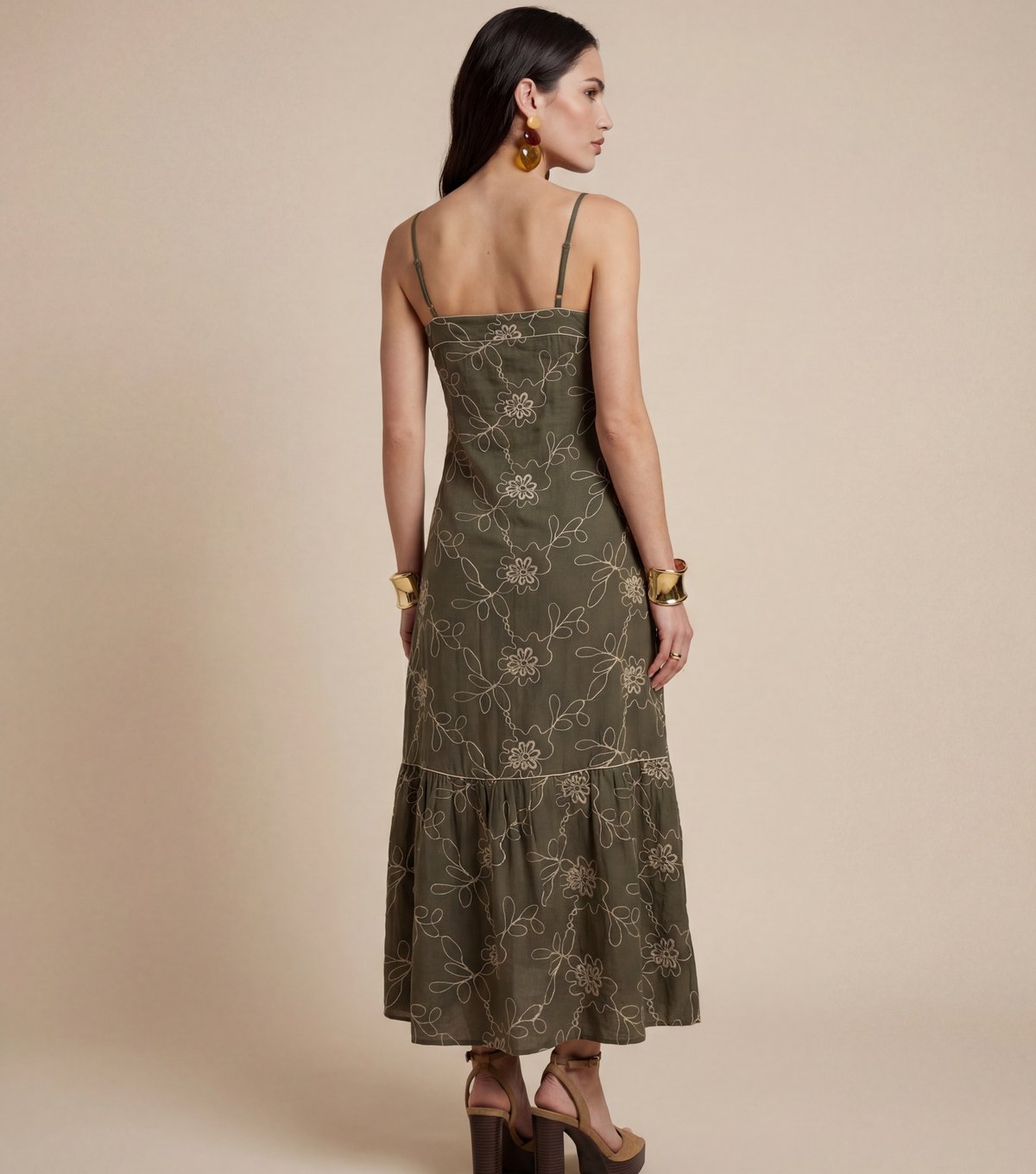 Urban Bliss Women's Khaki Embroidered Maxi Dress Urban Bliss New Look - 4