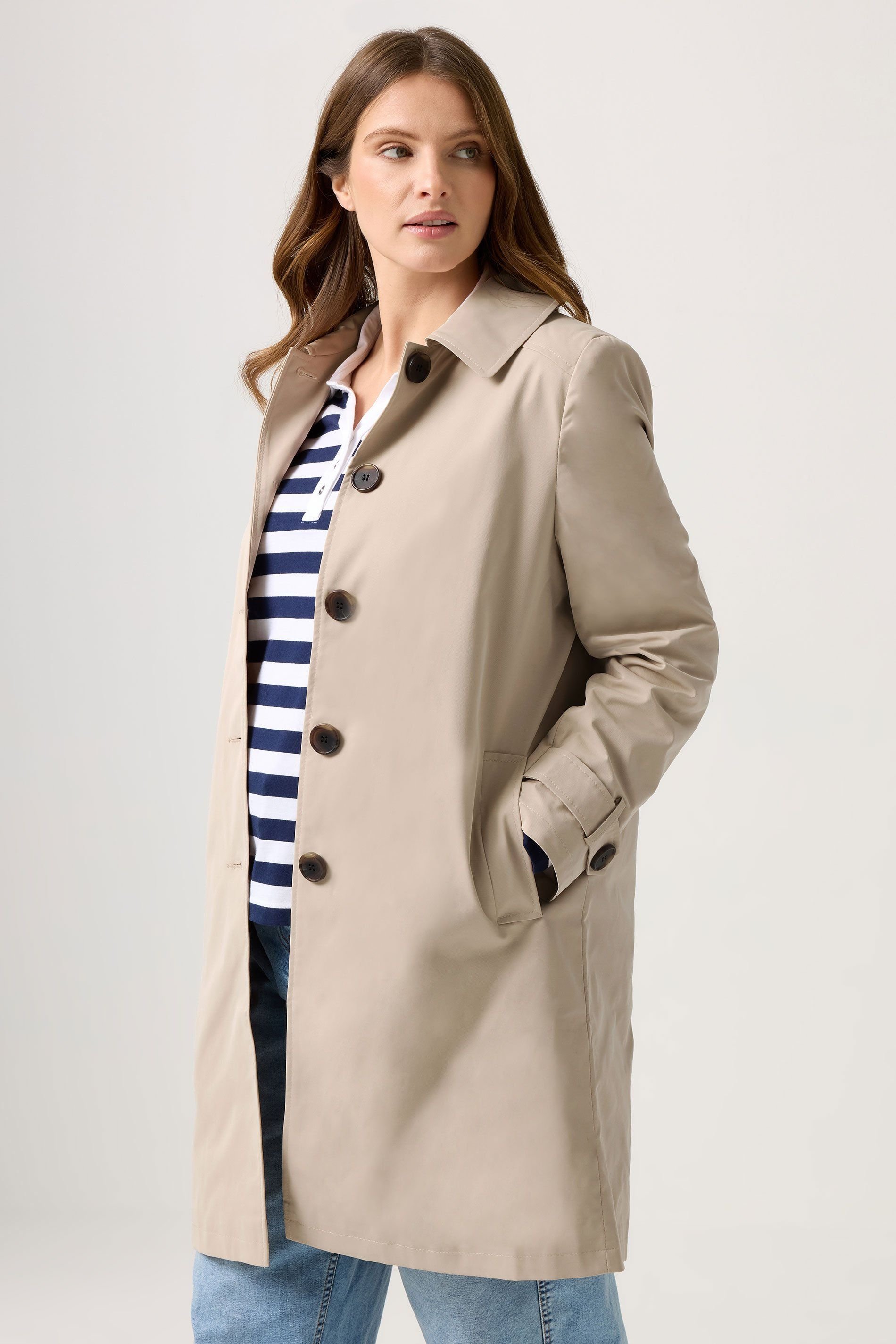 M&Co M&Co Women's Single Breasted Mac Coat in Natural - 3