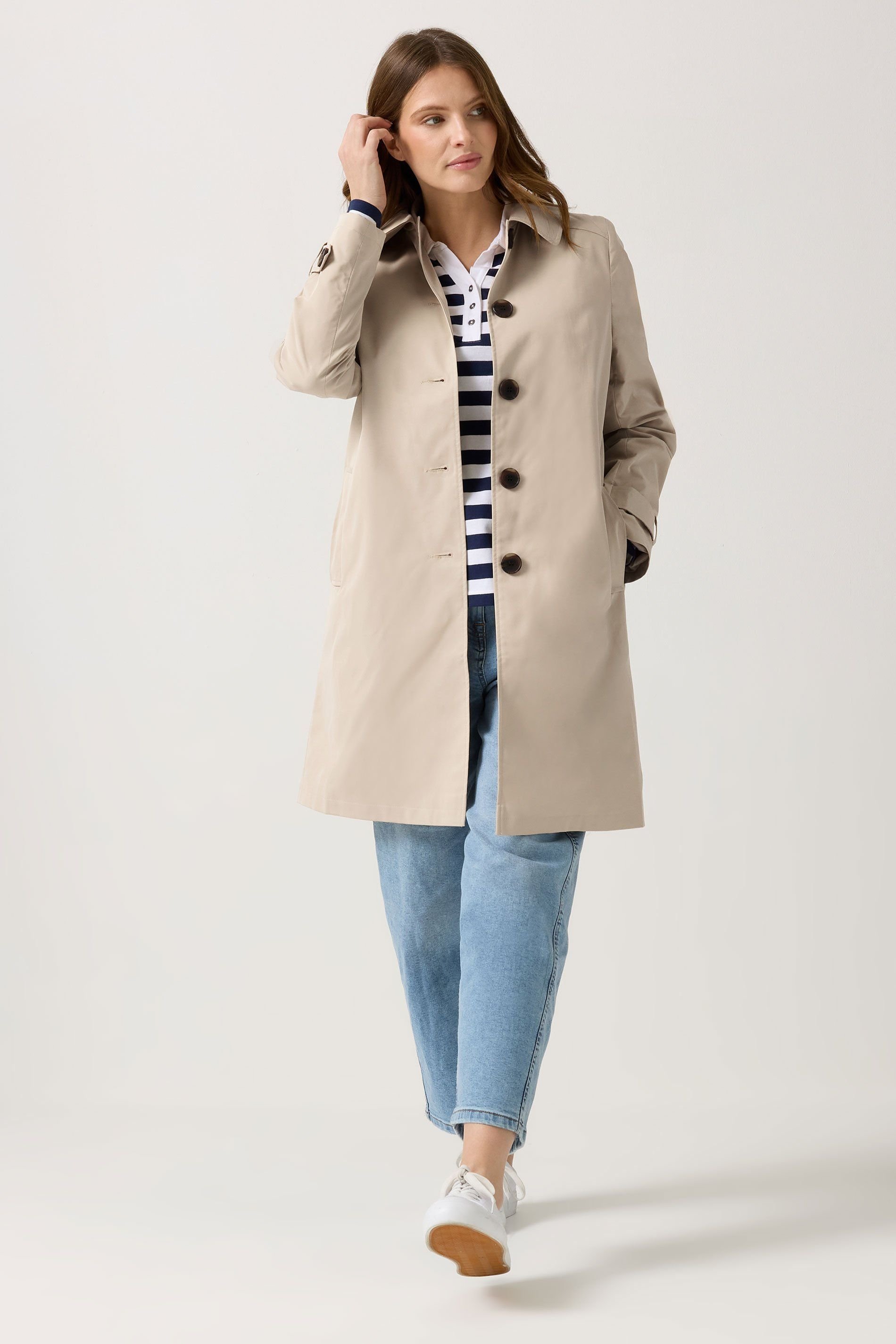 M&Co M&Co Women's Single Breasted Mac Coat in Natural - 4