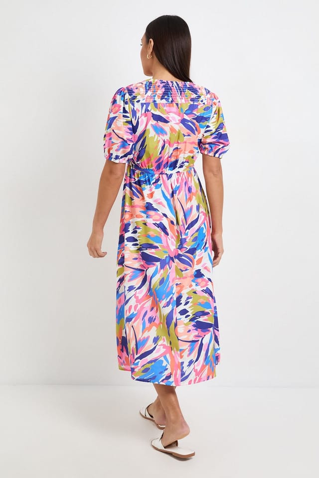 Wallis Wallis Women's Abstract Ruched Midi Dress in Blue - 3