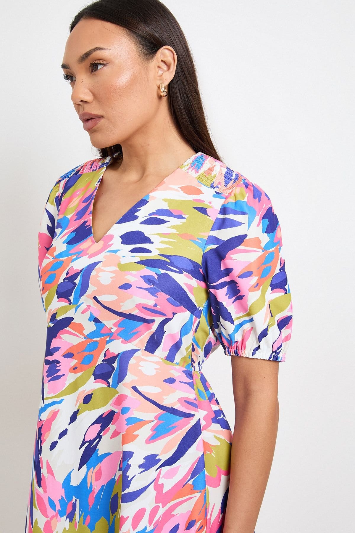 Wallis Wallis Women's Abstract Ruched Midi Dress in Blue - 4