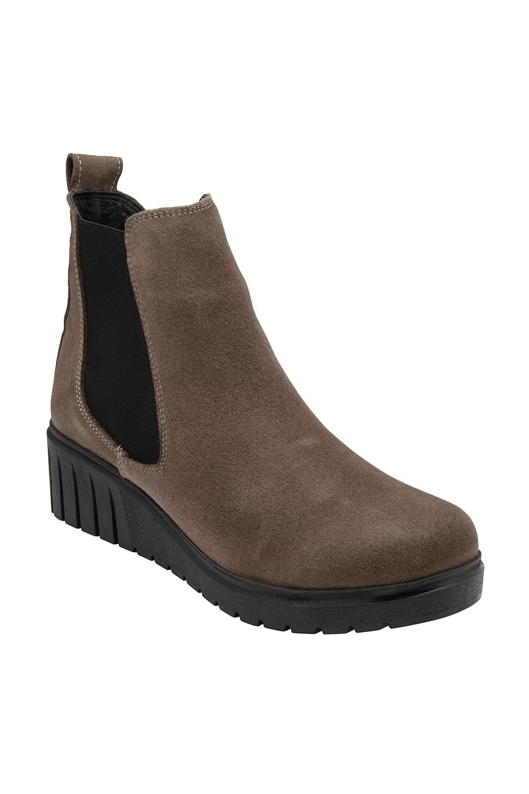Lotus Lotus Women's Taupe Suede 'Dresden' Wedge Ankle Boots