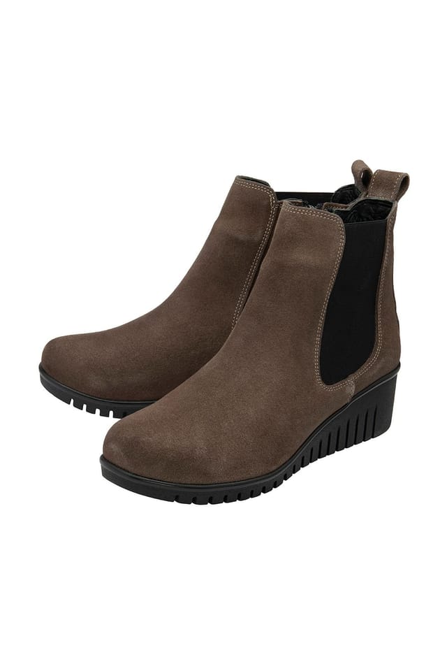 Lotus Lotus Women's Taupe Suede 'Dresden' Wedge Ankle Boots - 2