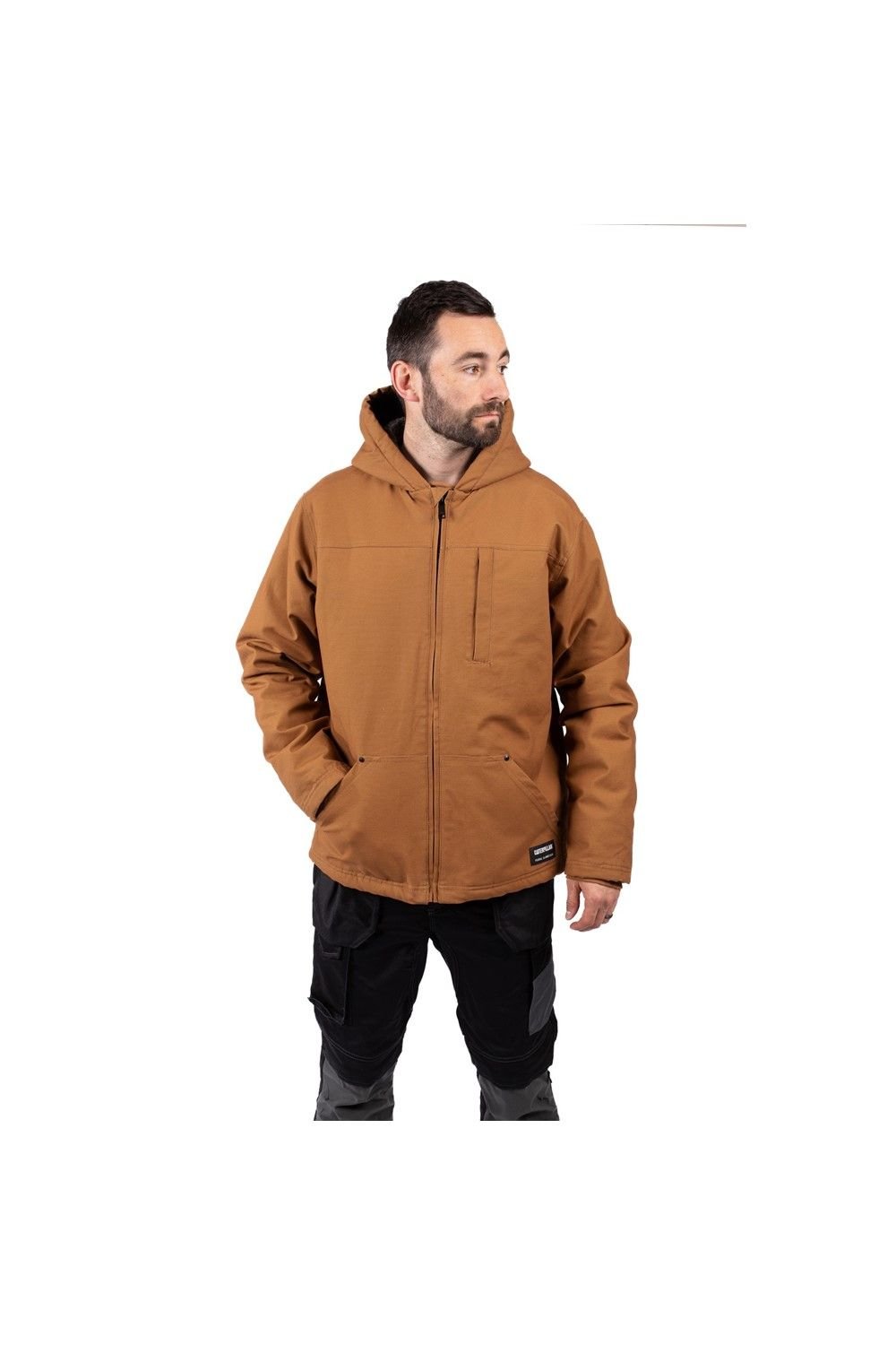 Caterpillar Caterpillar Men's Hooded Sherpa Lined Jacket in Gold - 2