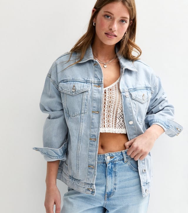 New Look Women's Pale Blue Oversized Denim Jacket New Look - 2