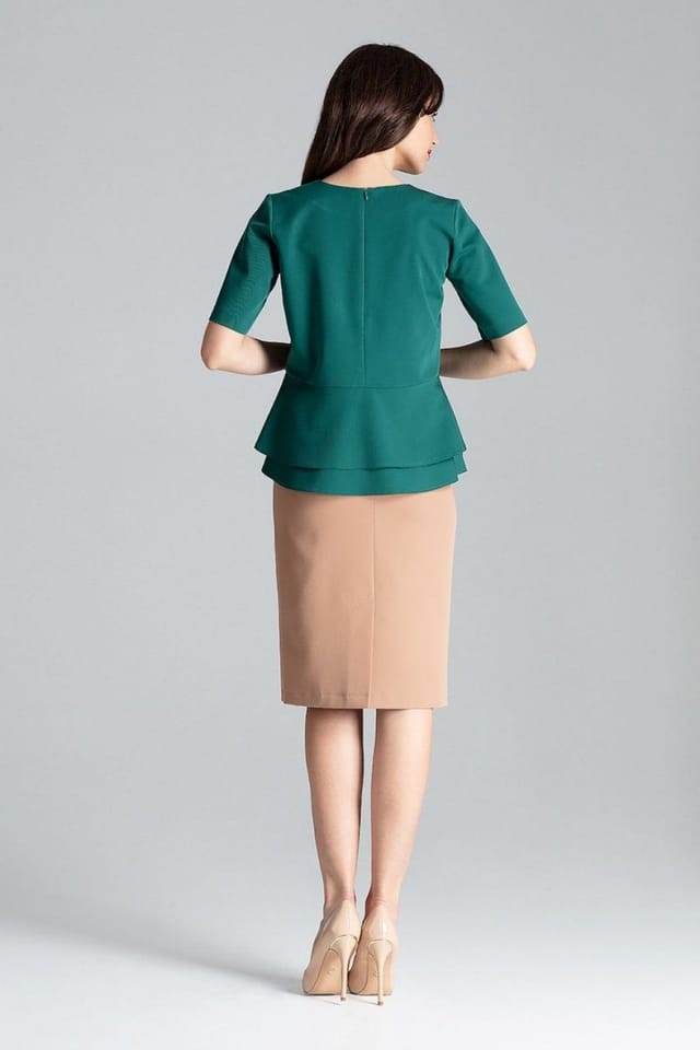 Love Lace Love Lace Women's Short Sleeve Blouse With Double Basque Style 130974 in Green - 3