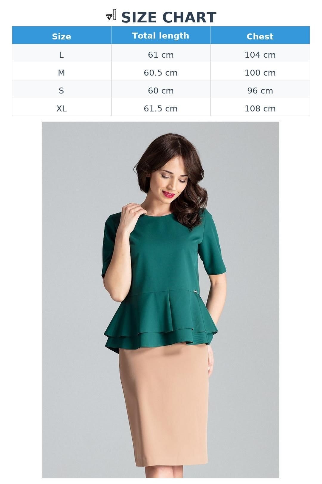 Love Lace Love Lace Women's Short Sleeve Blouse With Double Basque Style 130974 in Green - 4