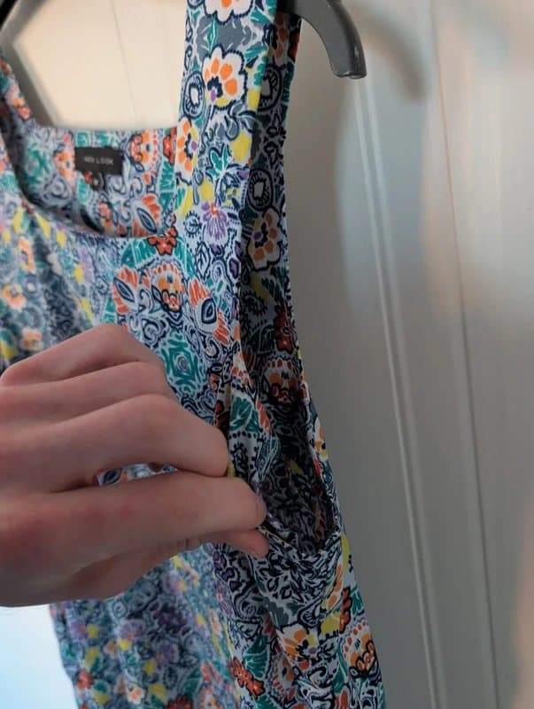 New Look New Look Blue Multi Tile Print Shift Dress Size 14 Sleeveless VGC