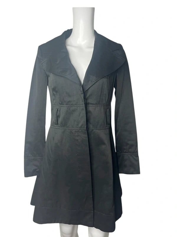 New Look Black Cotton PeaCoat Size 8 Womens EU36
