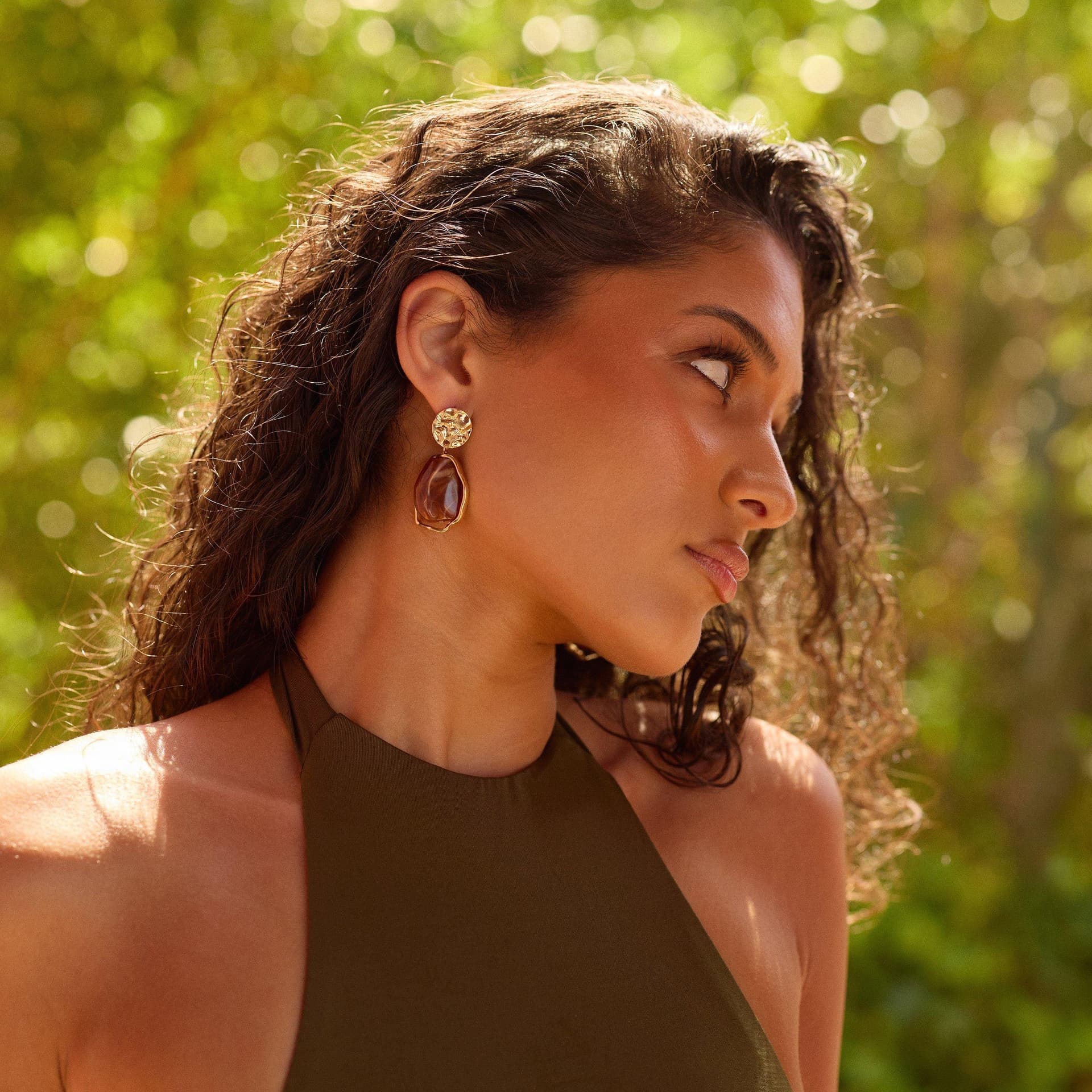 EGO EGO Brown And Gold Stud Drop Earrings