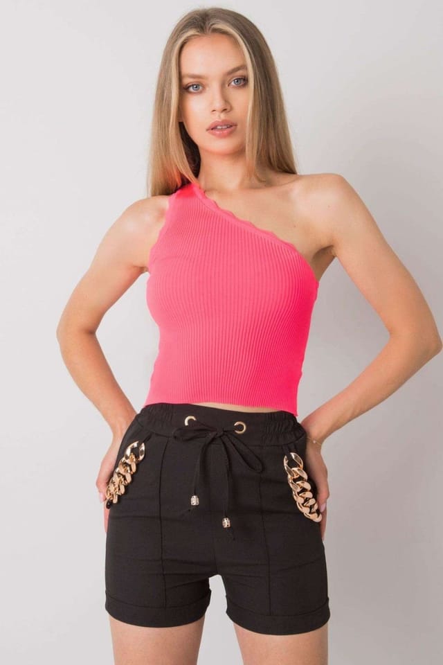 Love Lace Love Lace Women's Ribbed One Shoulder Short Top in Pink - 3