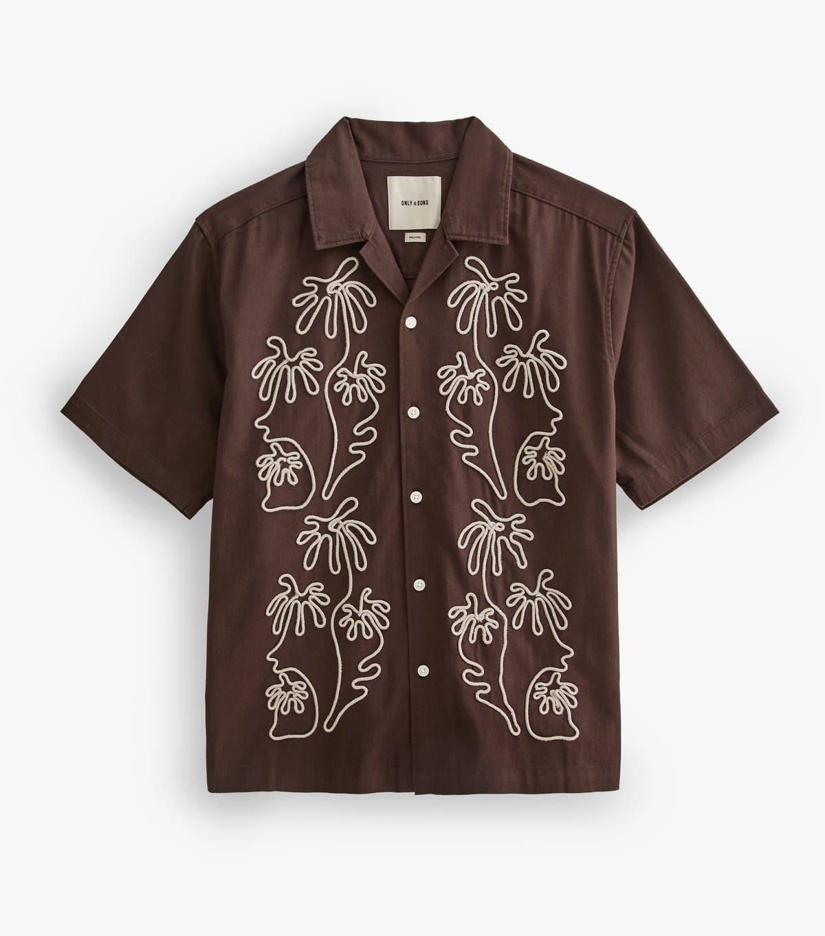 Only and Sons Men's Dark Brown Relaxed Fit Resort Shirt Only and Sons New Look