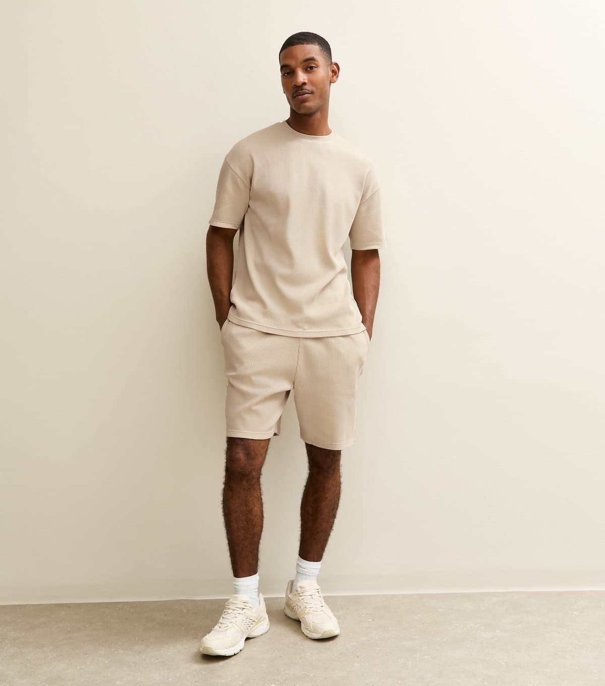 New Look Men's Stone Regular Waffle Texture Shorts New Look