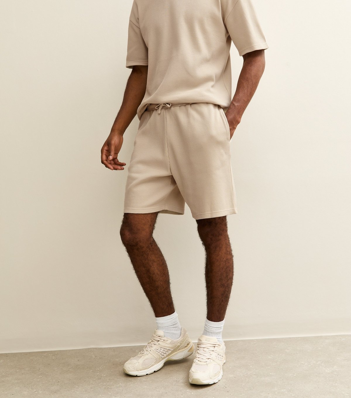New Look Men's Stone Regular Waffle Texture Shorts New Look - 3