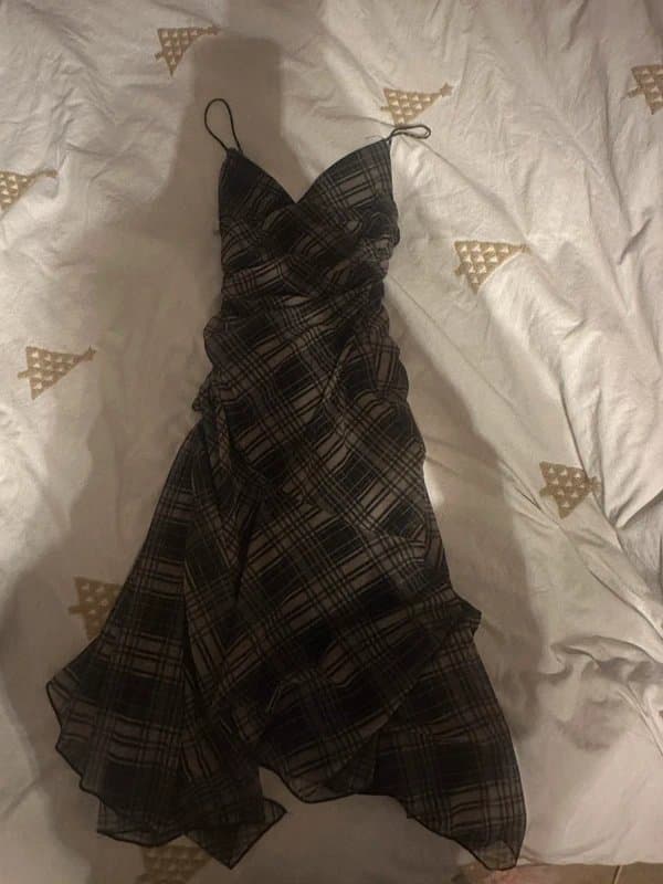 Bershka Bershka strappy check tulle midi dress