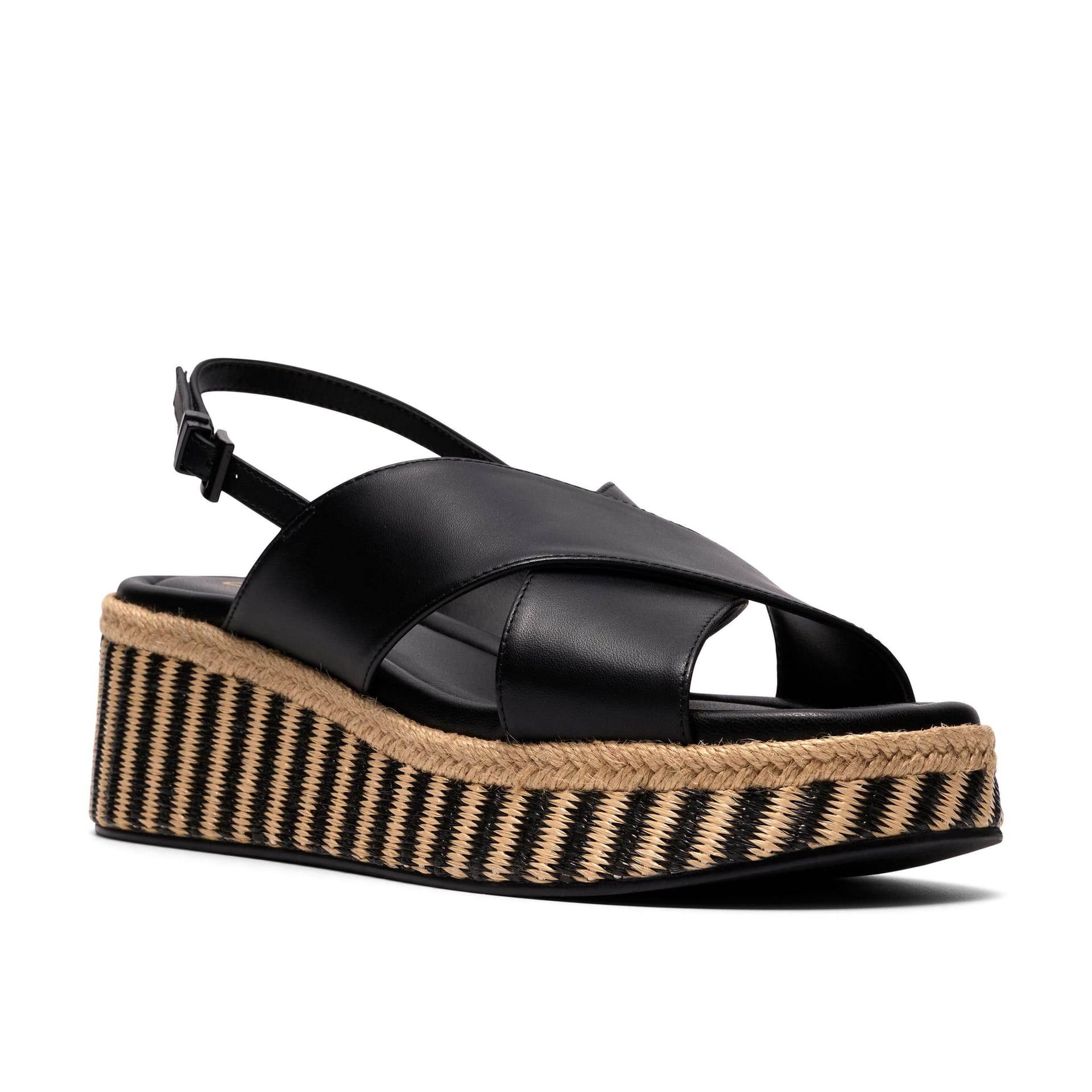 Clarks Clarks Women's Tessiah Cross Black Interest Wedge Sandals - 4