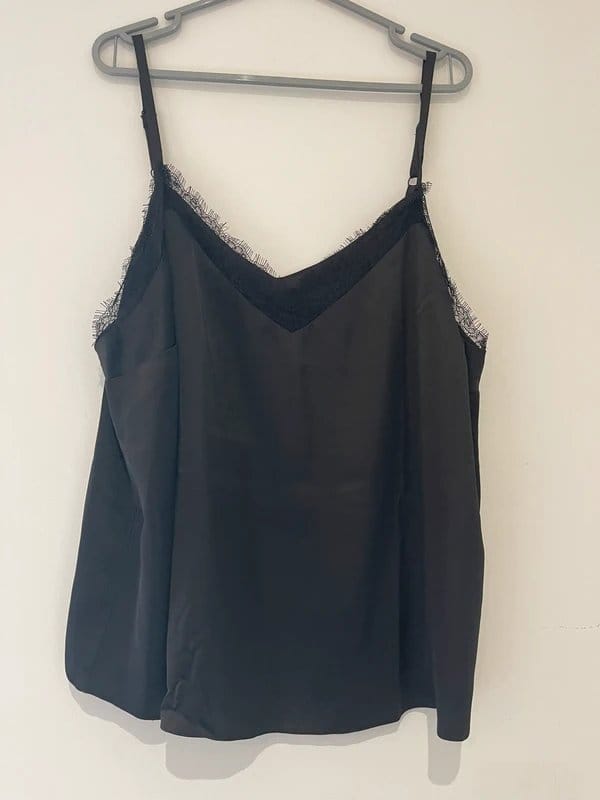 New Look Black Silk and Lace Vest