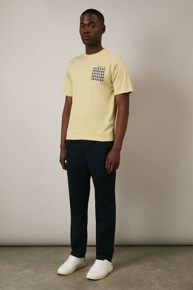 Aquascutum Aquascutum Men's Club Check Pocket T-Shirt Beige - 2