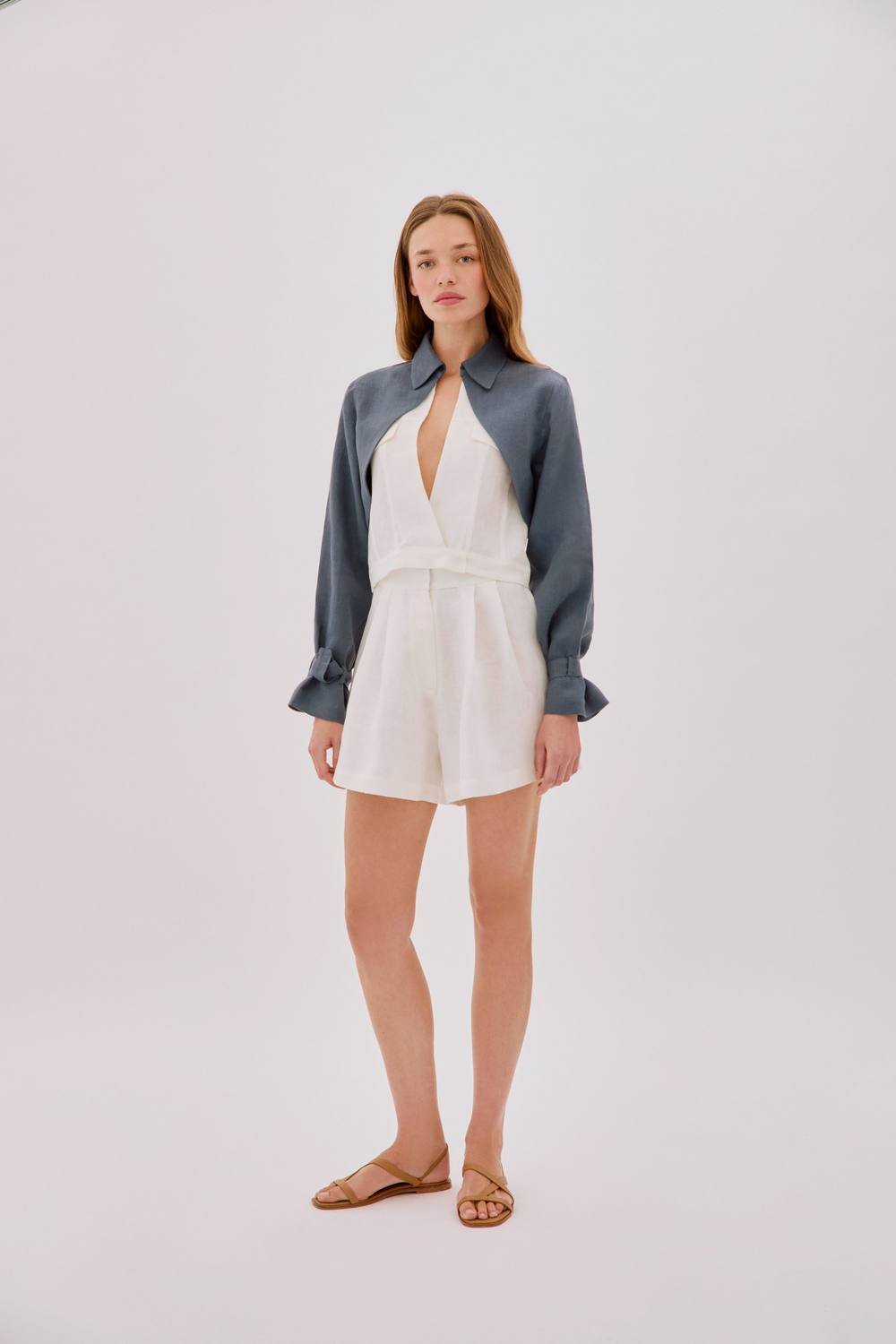 Labeca Labeca Women's Claudia Linen Layered Jacket in Navy - 1