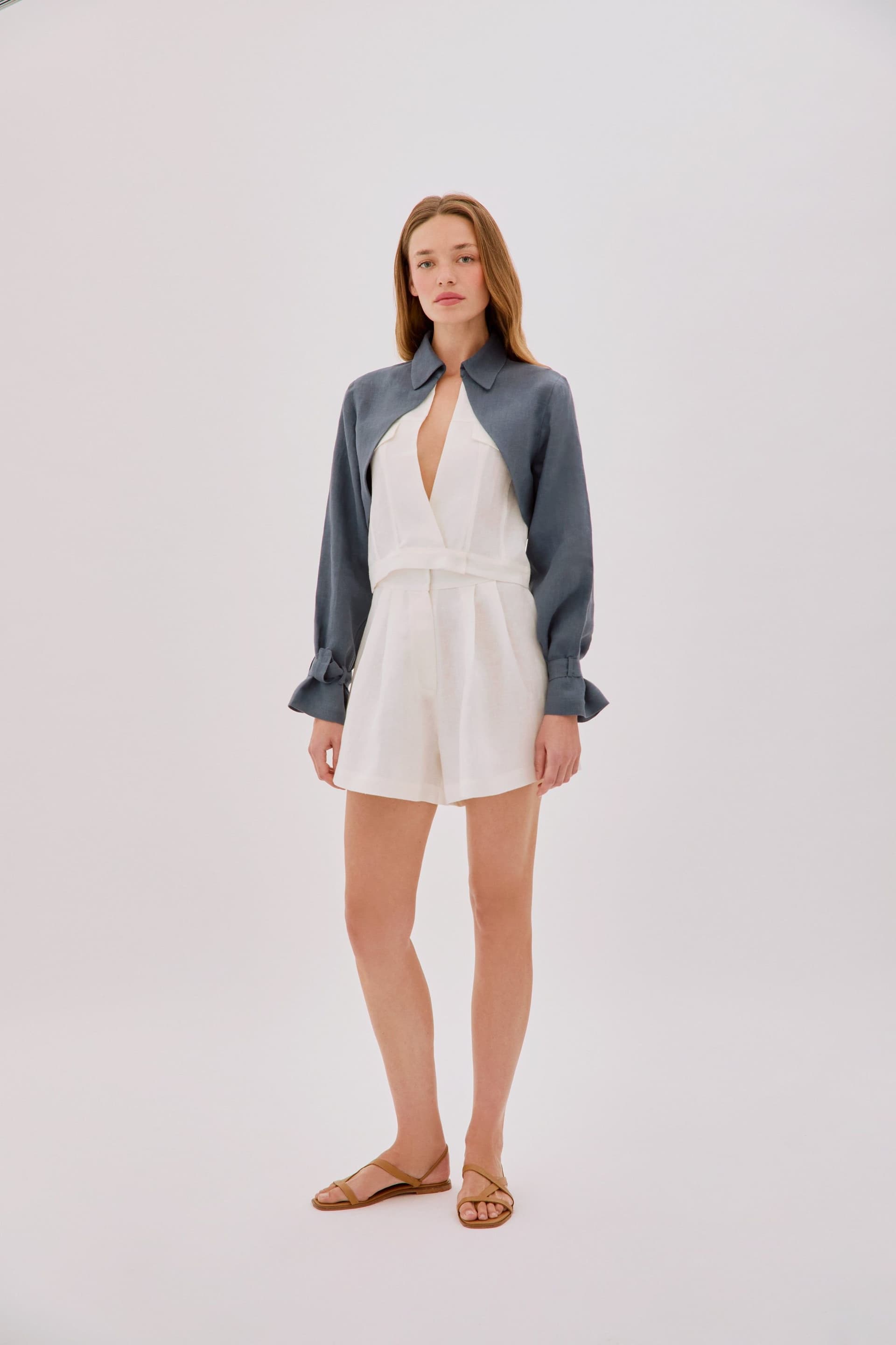 Labeca Labeca Women's Claudia Linen Layered Jacket in Navy