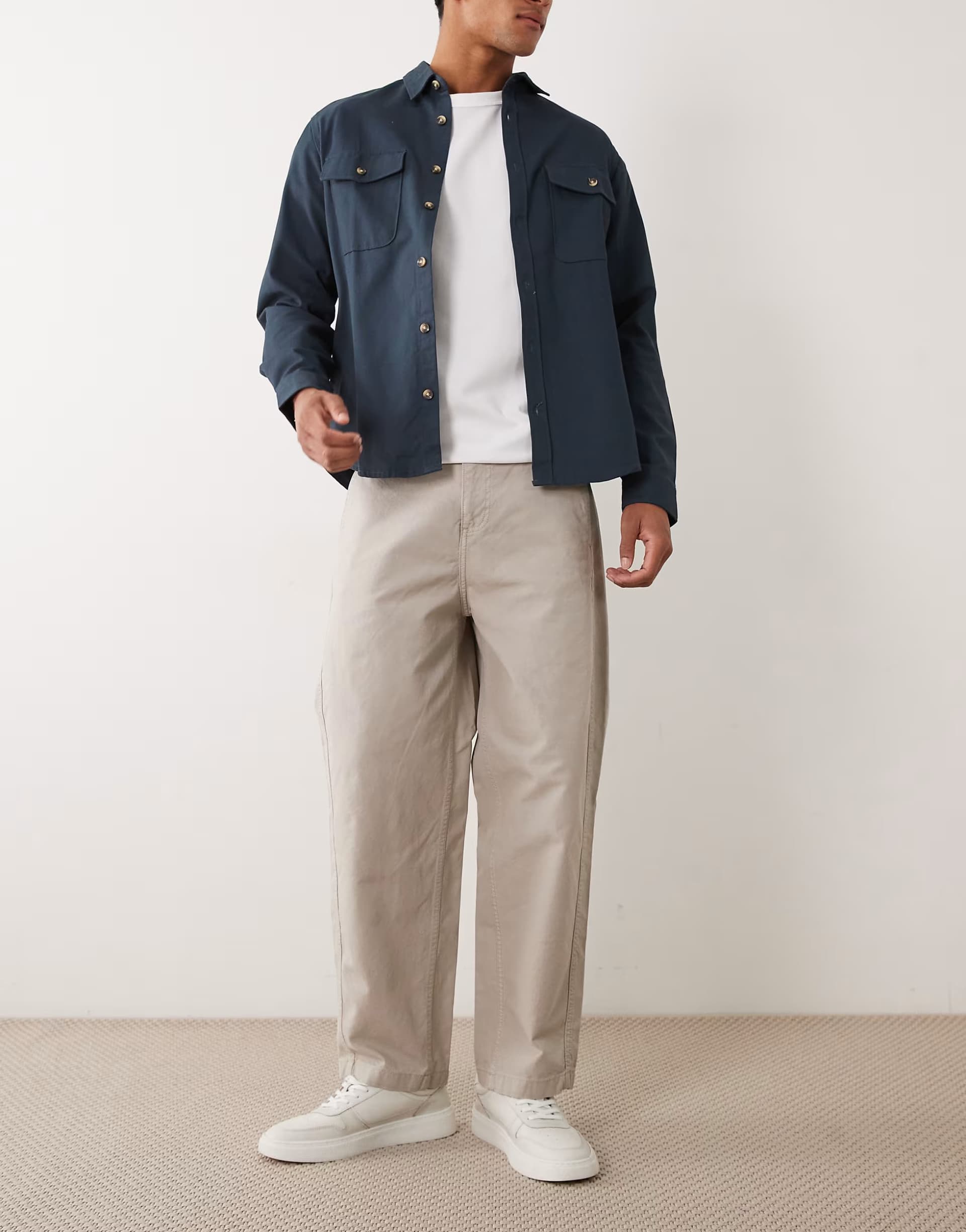 ASOS Jack & Jones barrel chino trouser in light grey