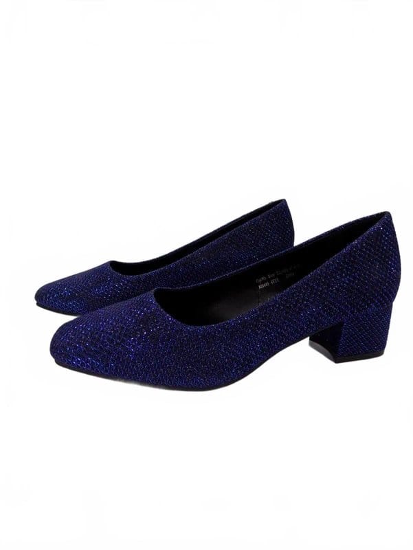 JD Williams JD Williams Shoes Wide Fit UK 6 Womens Court Blue Sparkle Low Heel Bridal Prom - 1