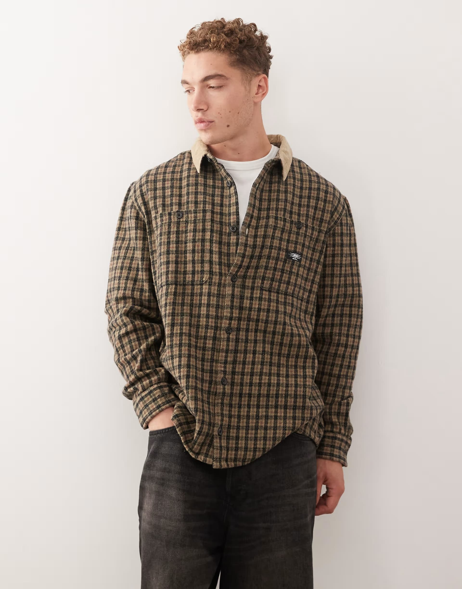 ASOS Quiksilver Mercury long sleeve shirt in sand