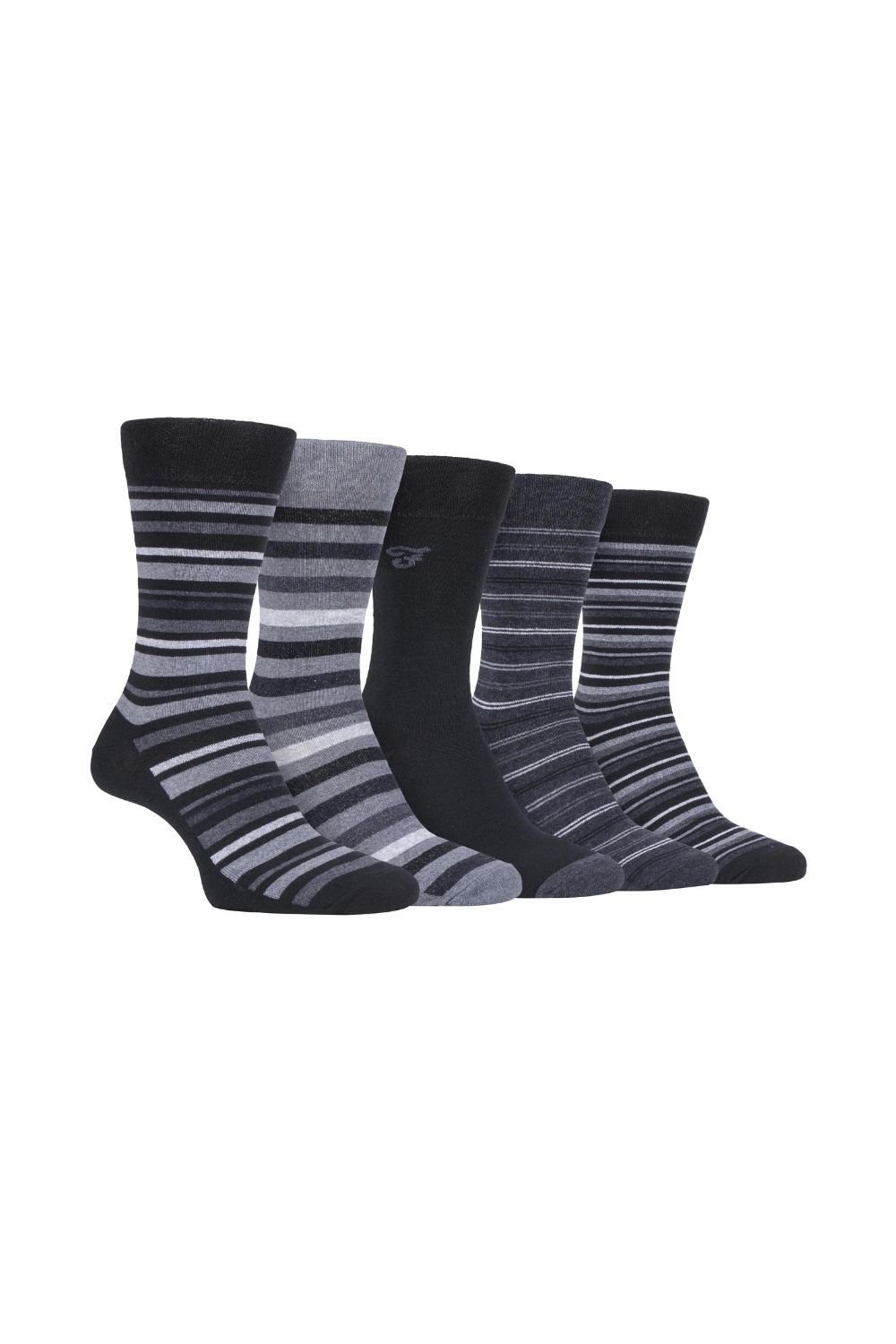 Farah FARAH Men's 5 Pack Striped Patterned Cotton Dress Socks in Grey - 1