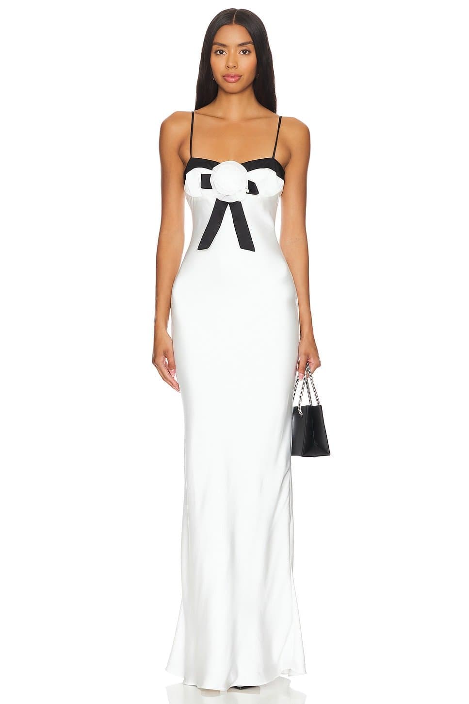 revolve Revolve Veronica Gown in Ivory & Black Satin