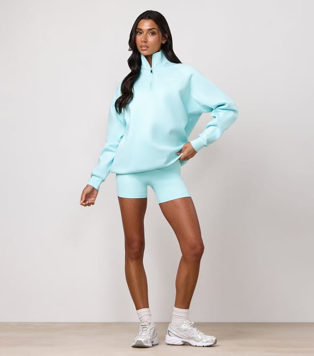 Gym King Women's Turquoise 365 Raglan Sleeve Quarter Zip Sweatshirt Gym King New Look - 2