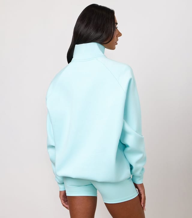 Gym King Women's Turquoise 365 Raglan Sleeve Quarter Zip Sweatshirt Gym King New Look - 3