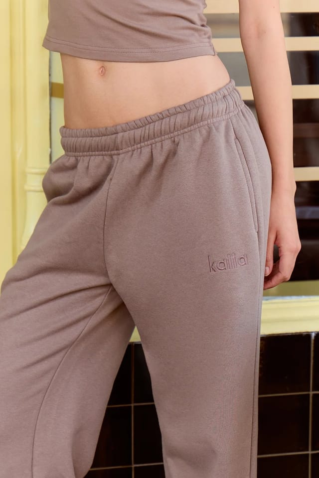 Kaiia Kaiia Logo Wide Leg Joggers Mink Brown - 2