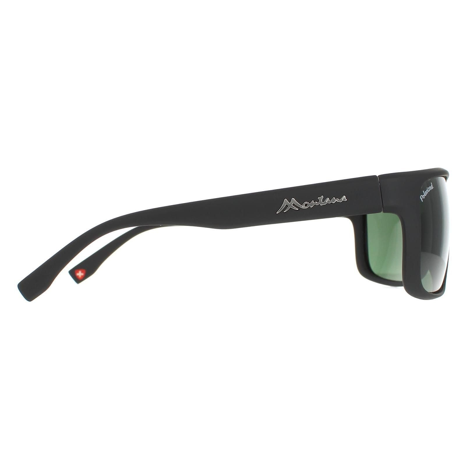 montana montana Men's Rectangle Matte Black Green Polarized SP314 - 4