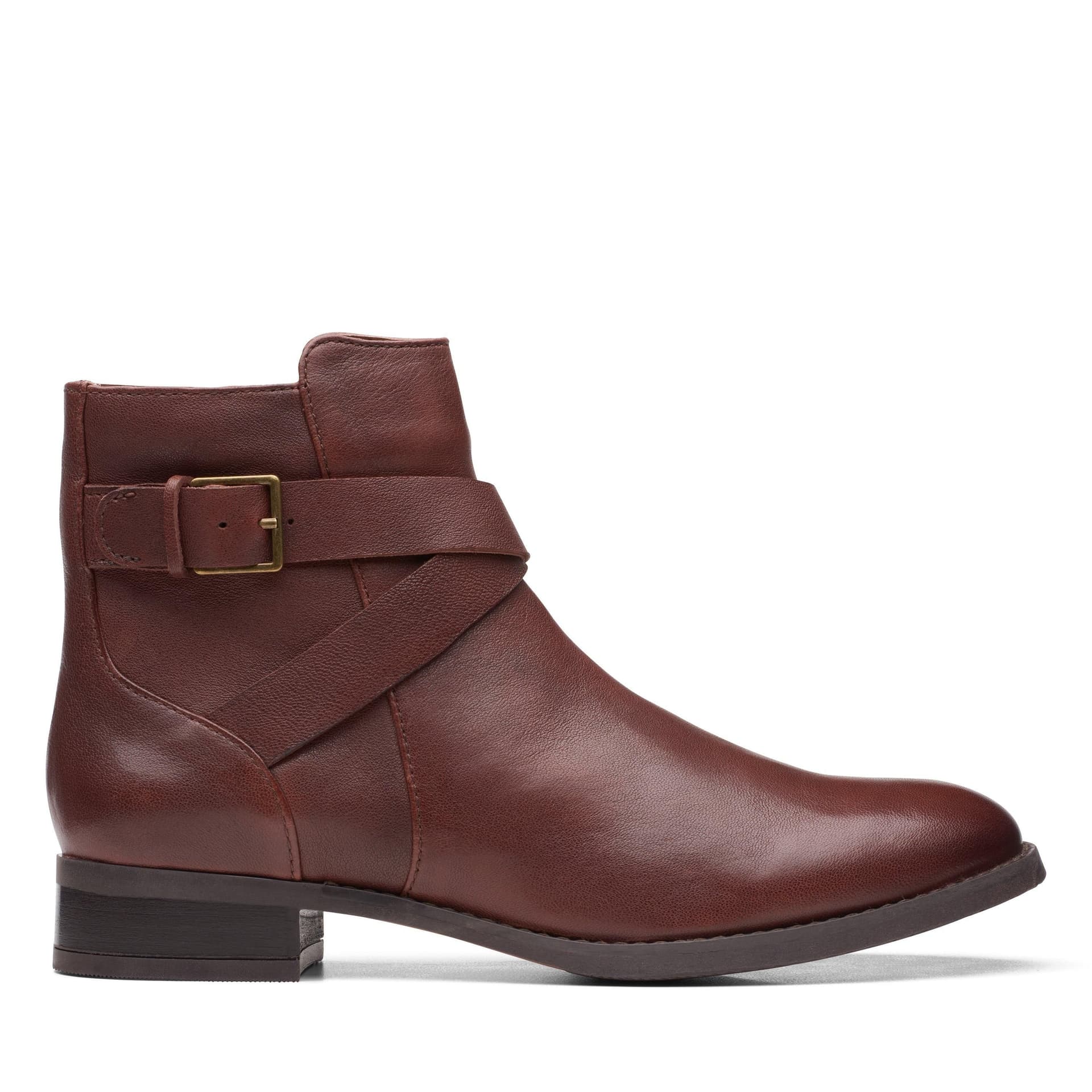 Clarks Clarks Women's Hamble Buckle British Tan Leather Ankle Boots in Brown