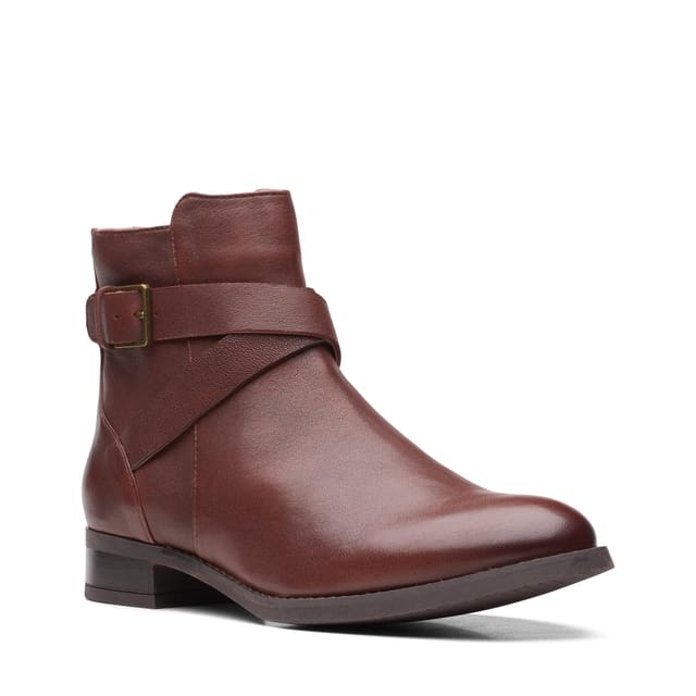 Clarks Clarks Women's Hamble Buckle British Tan Leather Ankle Boots in Brown - 2
